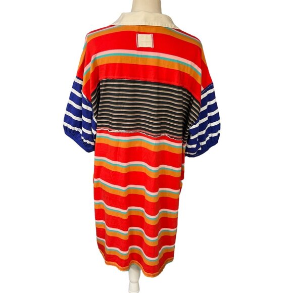 We The Free Free People Women's Multicolor Striped Oversized Tunic Polo Dress M - Picture 2 of 7